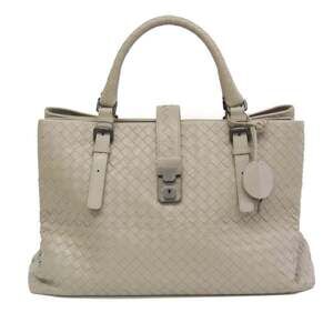 BOTTEGA VENETA Gray Leather Intrecciato Shoulder Bag